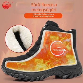 Lutai Magasított Téli Bakancsok Fleece Béléssel, Vastagított, Fűzővel, Uniszex