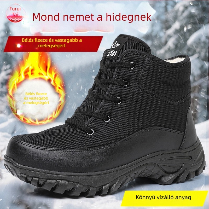 Lutai Magasított Téli Bakancsok Fleece Béléssel, Vastagított, Fűzővel, Uniszex