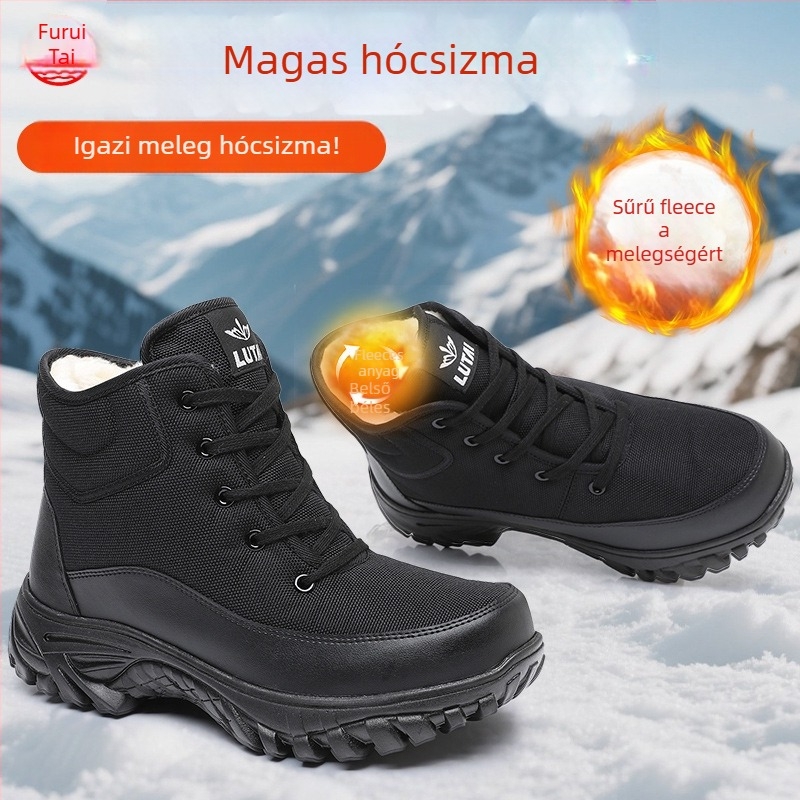 Lutai Magasított Téli Bakancsok Fleece Béléssel, Vastagított, Fűzővel, Uniszex