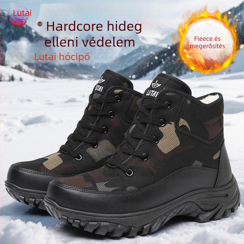 Lutai Magasított Téli Bakancsok Fleece Béléssel, Vastagított, Fűzővel, Uniszex