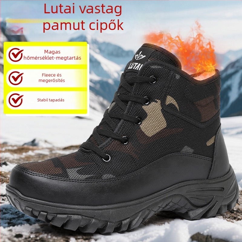 Lutai Magasított Téli Bakancsok Fleece Béléssel, Vastagított, Fűzővel, Uniszex