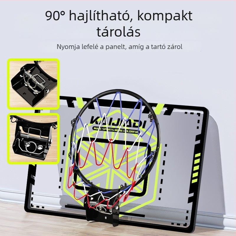 Gyerekeknek szóló falra szerelt kosárlabda gyűrű táblával – fúrás nélkül, PVC, 0,5–3 kg, beltéri és kültéri használat, csendes