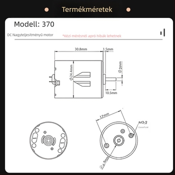 RS370 miniatűr DC kefés motor, 12–24 V, magas teljesítmény, nagy sebesség