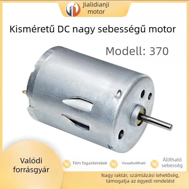 RS370 miniatűr DC kefés motor, 12–24 V, magas teljesítmény, nagy sebesség