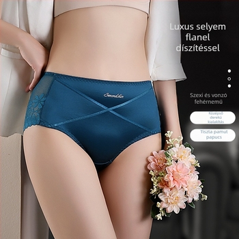 Női csipkés bugyik virágos mintával, középmagasságú derékkal, légáteresztő nylon csipével és pamut belsővel