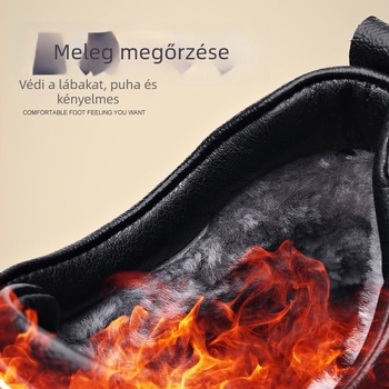 Férfi téli papucs: első réteg tehénbőrből készült felső, fleece bélés, vastag gumitalp