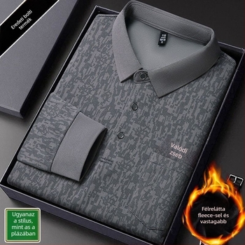Beijiang Wolf férfi polo póló, hosszú ujjú, laza szabású, csíkos mintázat, rayon anyag