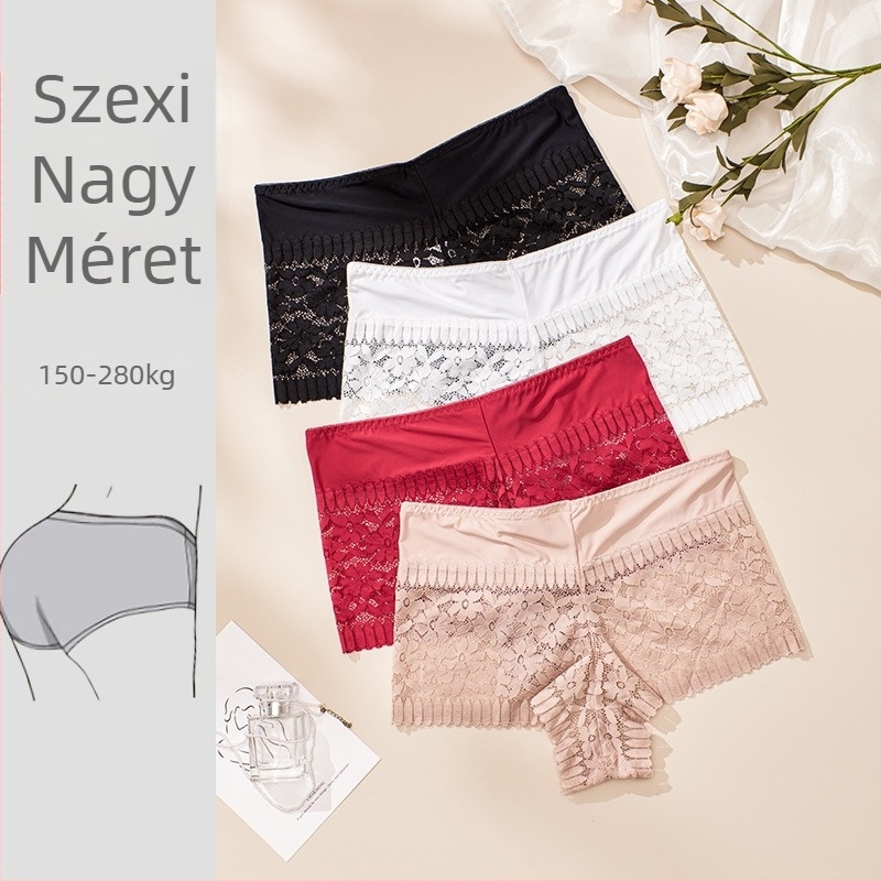 Női csipkés magas derekú alsónemű, varrat nélküli, lélegző, virágmintás, pamut belső rész