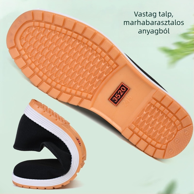 Textilcipő kerek orrú, textil talpbetét, PVC-gumi talp, lélegző