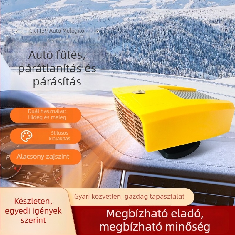 CR1139 hordozható autómelegítő, ABS, 150W, defroztás és párásodás elleni védelem a szélvédőhöz