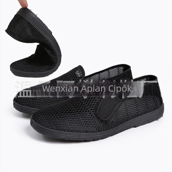 Uniszex Slip-On Munkacipő Hálós Felsőrésszel, Kerek Orr, Gumitalp, Légáteresztő, Egyszerű Stílus