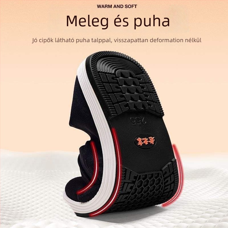 Téli lapos cipő rugalmas felsőrésszel, belső műszőrme, PVC talp, alacsony sarok 1–3 cm, minimalist dizájn