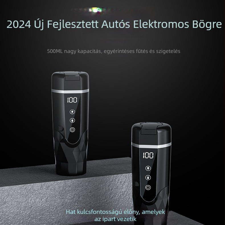 Autóban használható melegítő pohár 12V/24V, ABS, 65–95W, Modell JZ-6581