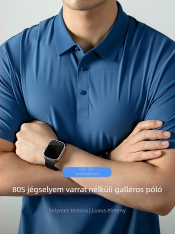 Férfi polo ing – üzleti-casual stílus, nyárra, könnyű, lélegző, gyorsan száradó, egyszínű, hűtő technológia és UV védelem