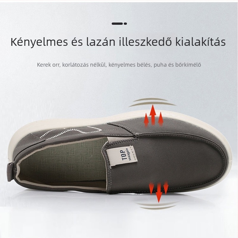 Old Beijing férfi vászon slip-on cipő – mindennapi használatra, kerek orr, alacsony sarok 1–3 cm, pamut belső talp, PU talp