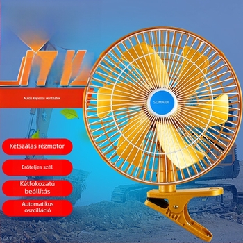 Autóba szerelhető ventilátor forgó fejjel, 12V/24V, 25–80W, műanyag