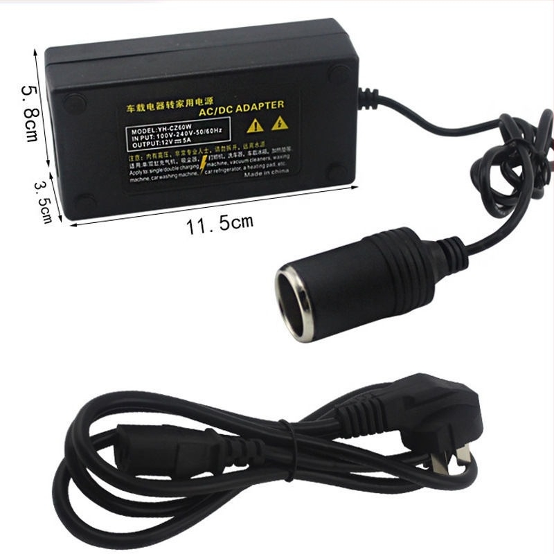 Autós áramerősítő 220V-ról 12V-ra DC, kimenetek 5A/6A/8A/10A, körülbelül 60W, alkalmas autóporszívóhoz és hűtőhöz