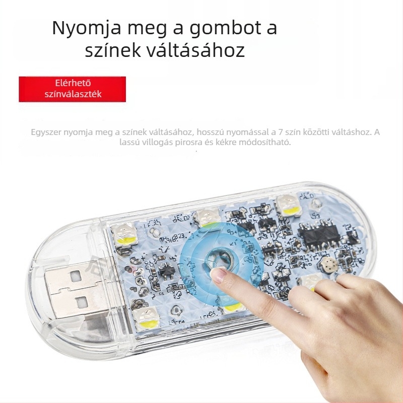 Autó USB érintéses hangvezérlésű hangulatvilágítás, multifunkcionális éjjeli lámpa és tároló doboz (12V • 1.5W • 0.3A • USB touch atmosphere light)