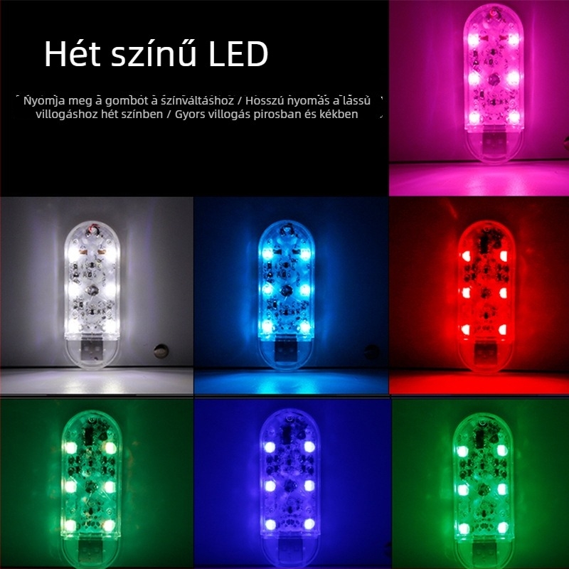 Autó USB érintéses hangvezérlésű hangulatvilágítás, multifunkcionális éjjeli lámpa és tároló doboz (12V • 1.5W • 0.3A • USB touch atmosphere light)