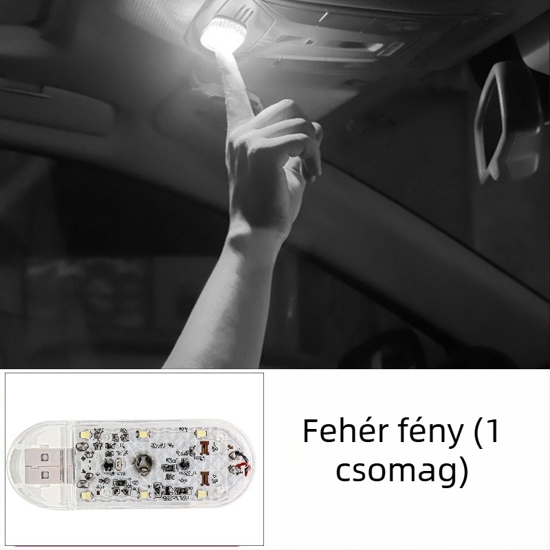 Autó USB érintéses hangvezérlésű hangulatvilágítás, multifunkcionális éjjeli lámpa és tároló doboz (12V • 1.5W • 0.3A • USB touch atmosphere light)
