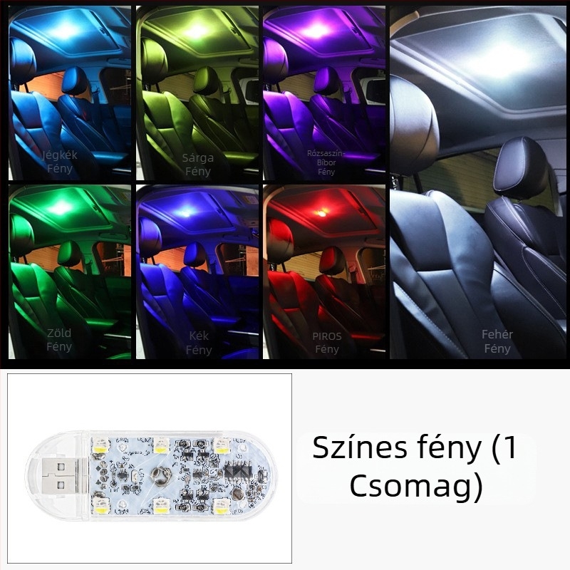 Autó USB érintéses hangvezérlésű hangulatvilágítás, multifunkcionális éjjeli lámpa és tároló doboz (12V • 1.5W • 0.3A • USB touch atmosphere light)