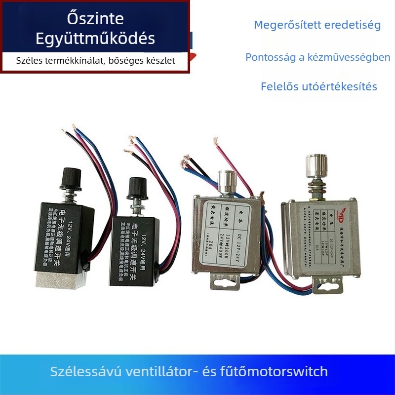 12V-24V autó/teherautó ventilátor és fűtőegység lépés nélküli sebességszabályzóval, hűtőbordával