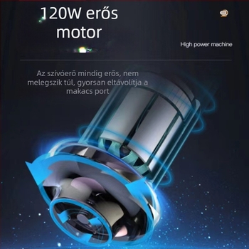 Autóba szerelhető mini porszívó – nedves és száraz funkcióval, 9000 Pa szívóerő, 12 V, 120 W, 450 cm hosszú kábel