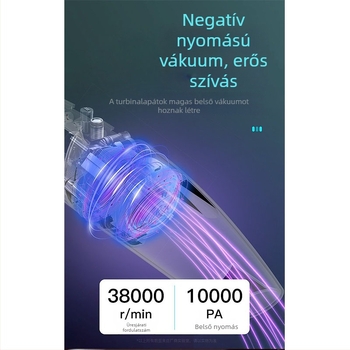 Autóba szerelhető mini porszívó – nedves és száraz funkcióval, 9000 Pa szívóerő, 12 V, 120 W, 450 cm hosszú kábel