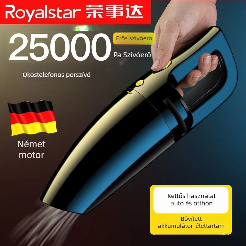 Autóba szerelhető mini porszívó – nedves és száraz funkcióval, 9000 Pa szívóerő, 12 V, 120 W, 450 cm hosszú kábel