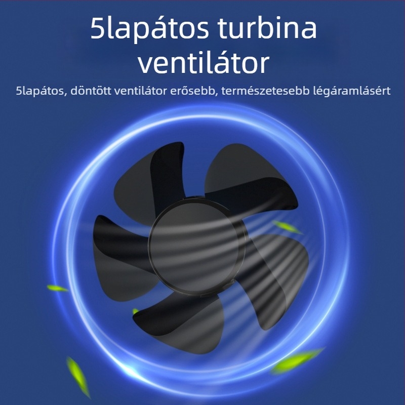 Kétfejű autóventilátor, 360° forgás, 12V/24V kompatibilitás, USB 5V interfész, modell F30, teljesítmény 120