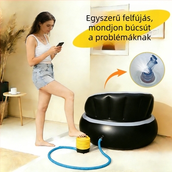 Felfújható egy személyes kempingágy flockolt felülettel, összecsukható, külső pumpával; súly 1,1 kg, teherbírás 200 kg, 1 réteg