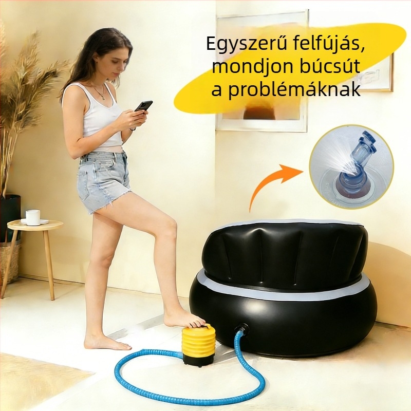 Felfújható egy személyes kempingágy flockolt felülettel, összecsukható, külső pumpával; súly 1,1 kg, teherbírás 200 kg, 1 réteg