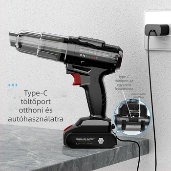 Kézi akkumulátoros autó porszívó, 7.4V, 110W, 6000Pa, Brushless