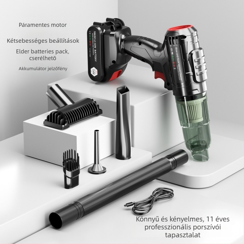 Kézi akkumulátoros autó porszívó, 7.4V, 110W, 6000Pa, Brushless