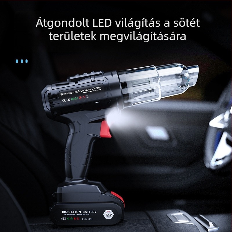 Kézi akkumulátoros autó porszívó, 7.4V, 110W, 6000Pa, Brushless