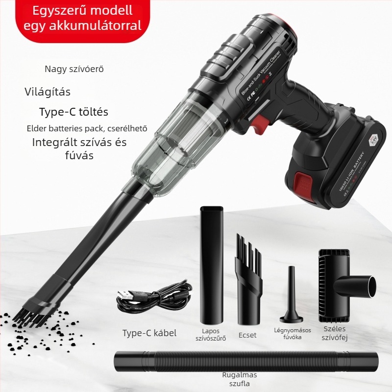 Kézi akkumulátoros autó porszívó, 7.4V, 110W, 6000Pa, Brushless