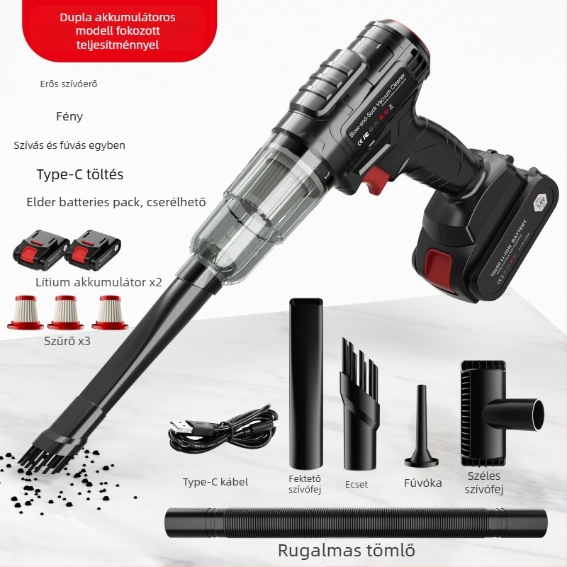 Kézi akkumulátoros autó porszívó, 7.4V, 110W, 6000Pa, Brushless