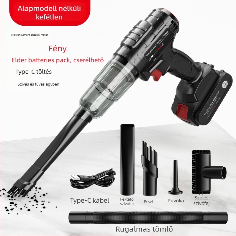 Kézi akkumulátoros autó porszívó, 7.4V, 110W, 6000Pa, Brushless