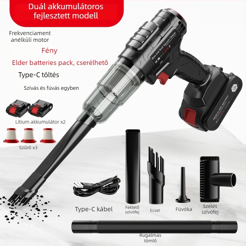 Kézi akkumulátoros autó porszívó, 7.4V, 110W, 6000Pa, Brushless