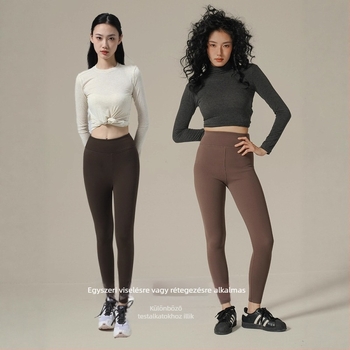 Albas kasmír leggings nőknek, őszi-téli, vastagított és bélelt, meleg jóga nadrág, magas derekú, karcsúsító hatás, 9/10 hossz