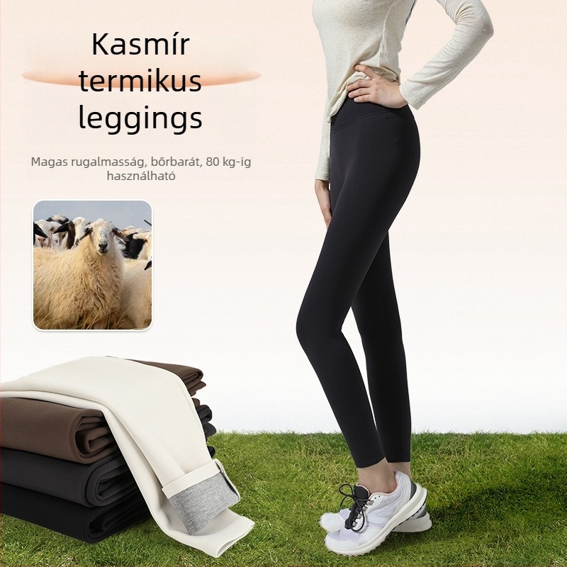 Albas kasmír leggings nőknek, őszi-téli, vastagított és bélelt, meleg jóga nadrág, magas derekú, karcsúsító hatás, 9/10 hossz