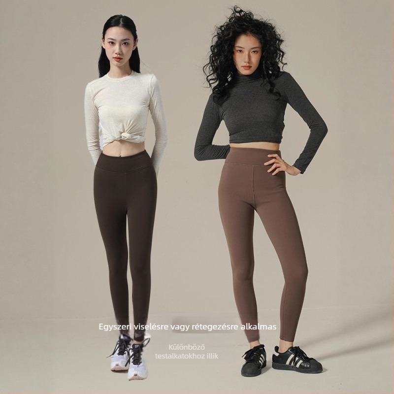 Albas kasmír leggings nőknek, őszi-téli, vastagított és bélelt, meleg jóga nadrág, magas derekú, karcsúsító hatás, 9/10 hossz
