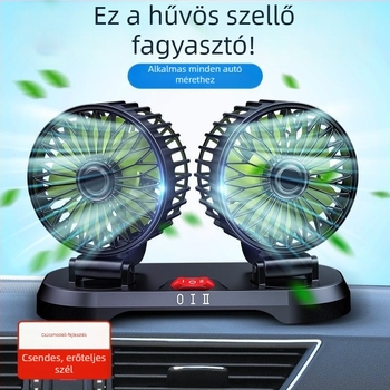 Kettős fejű autóventilátor, 12V vanokhoz, 24V teherautókhoz, USB hűtőventilátor