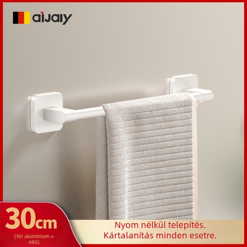 Space alumínium törölközőtartó, fúrás nélküli, falra szerelhető, 15 kg teherbírás, felület: műanyag spray