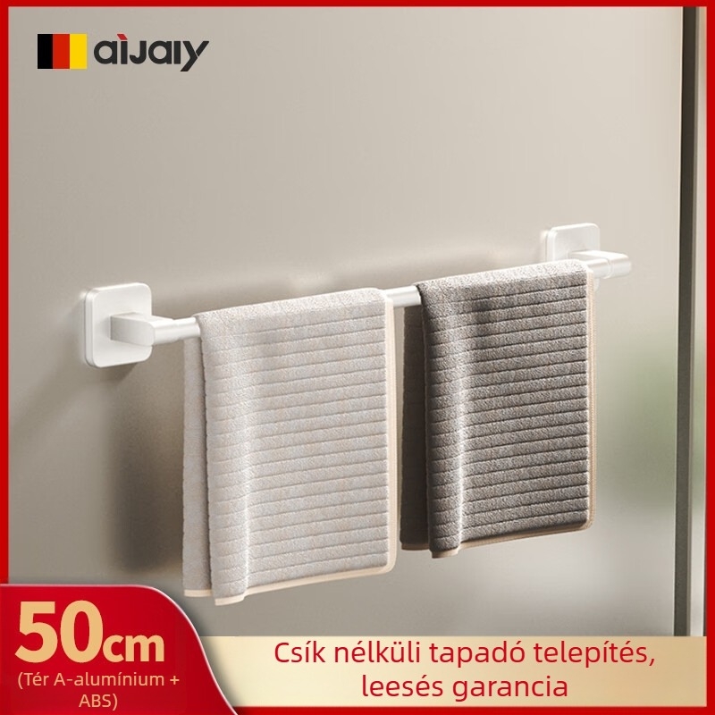 Space alumínium törölközőtartó, fúrás nélküli, falra szerelhető, 15 kg teherbírás, felület: műanyag spray