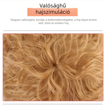 Top-piece paróka nőknek, volumentes, hőálló szintetikus rost, rövid göndör stílus, természetes hatás