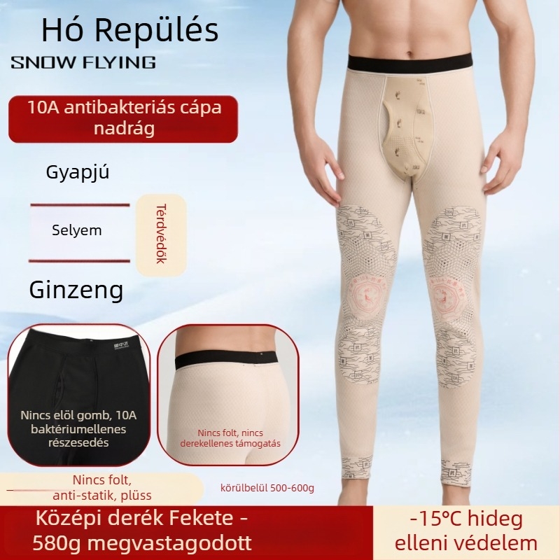 Férfiak magas derekú thermál nadrág fleece béléses, légáteresztő, testformázó, melegen tart; 100% akril szálak; egy réteg; extra vastag anyag