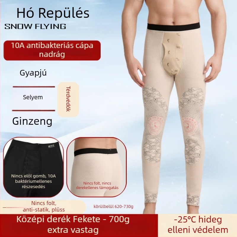 Férfiak magas derekú thermál nadrág fleece béléses, légáteresztő, testformázó, melegen tart; 100% akril szálak; egy réteg; extra vastag anyag