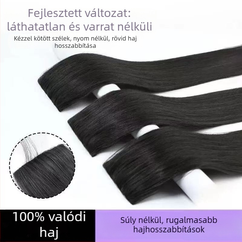 Kézzel horgolt, valódi hajból készült pótrész — egyenes, 40 cm hosszú, teljesen kézzel készített, festhető és dauerolható