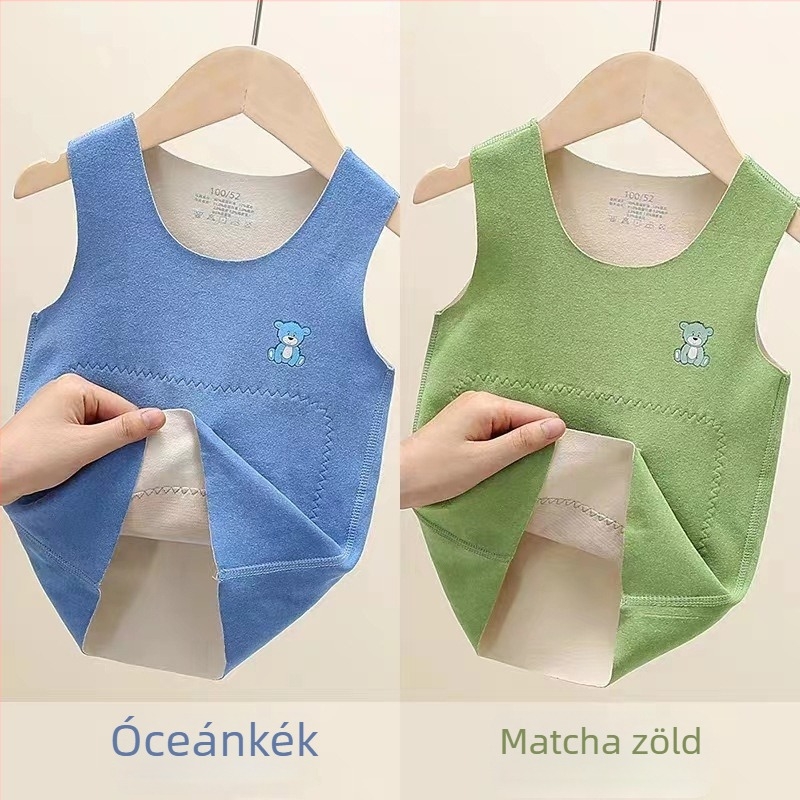 Gyermekeknek szóló német bársonyból készült önmelegítő termo mellény, testhez álló alsó réteg fleece béléssel, ujj nélküli, téli vastag kialakítás